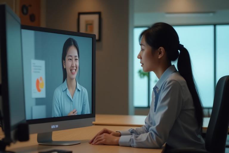 メンターと生徒がデジタルデザインについて話し合っている様子